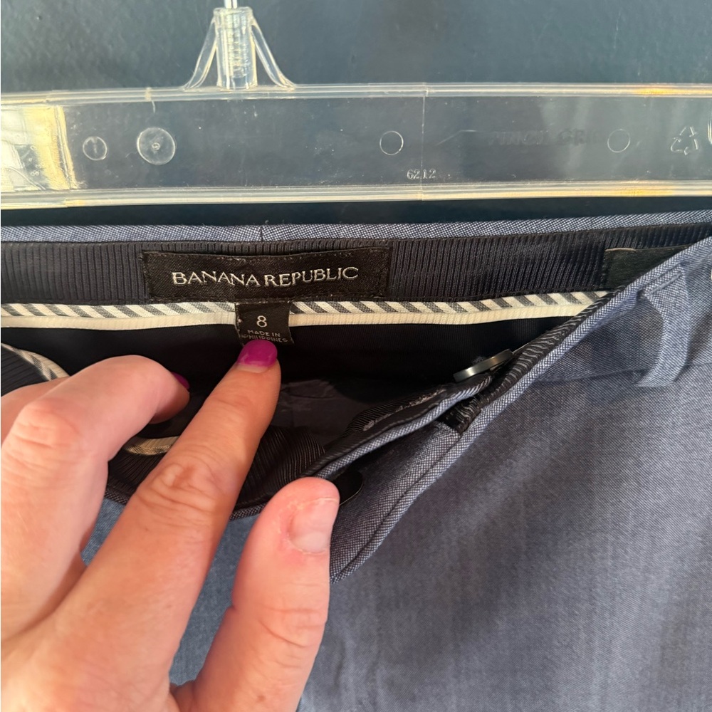 Banana Republic Light Blue Cropped Lined Trousers Size 8 - Picture 3 of 11